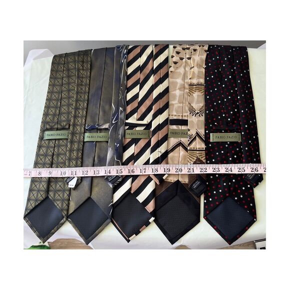 Lot Of 5 Fabio Fazio Silk Ties Striped Geometric Abstract Polka Dot - Picture 7 of 9